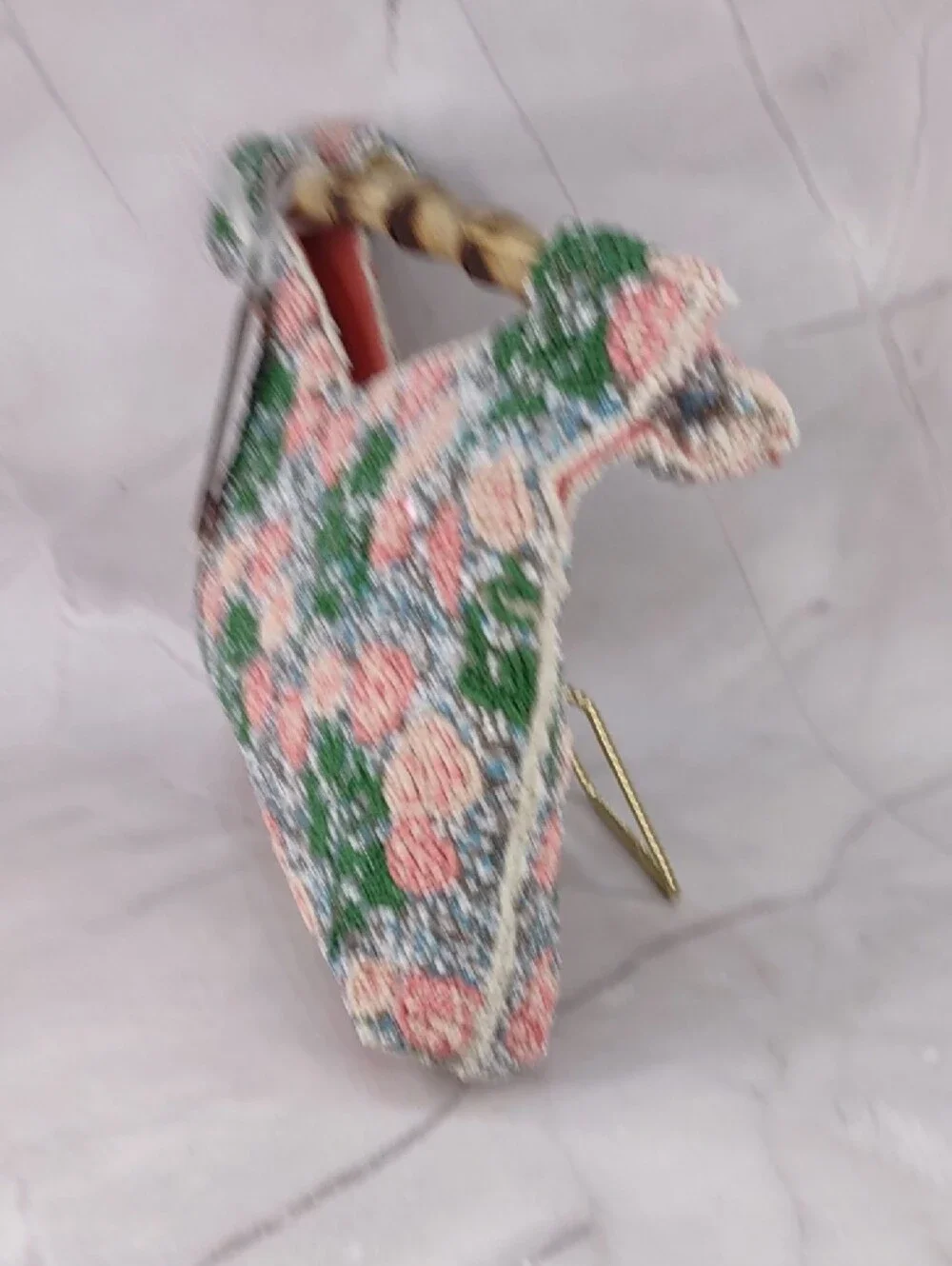 Beaded Floral Top Handle Bag
